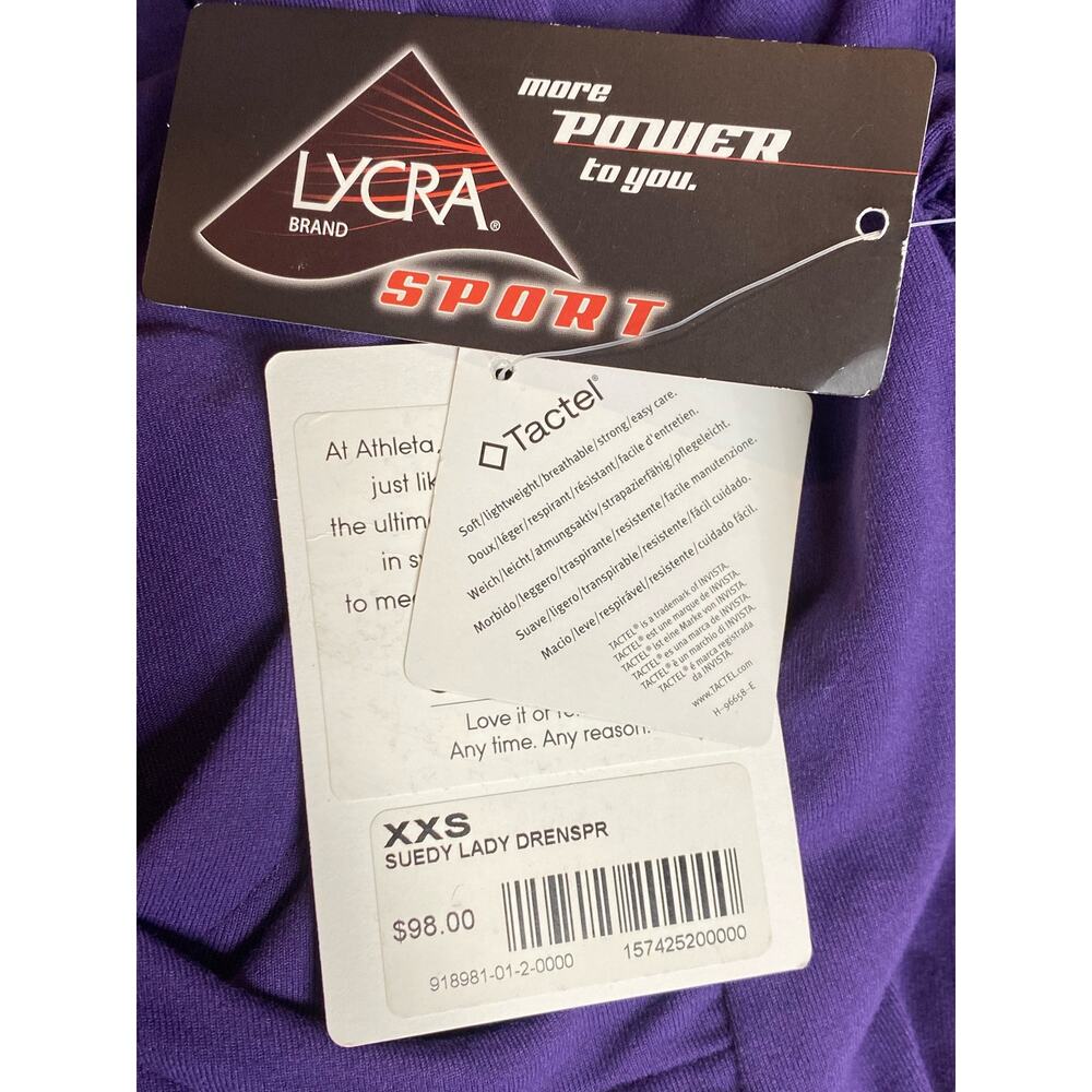 NWT Athleta Suedy Lady Dress XXS Nightshade Purple Long Sleeve Mini Surplice - Picture 7 of 11